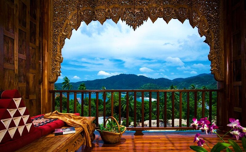 Balcony with Ocean View — Brown, Serene