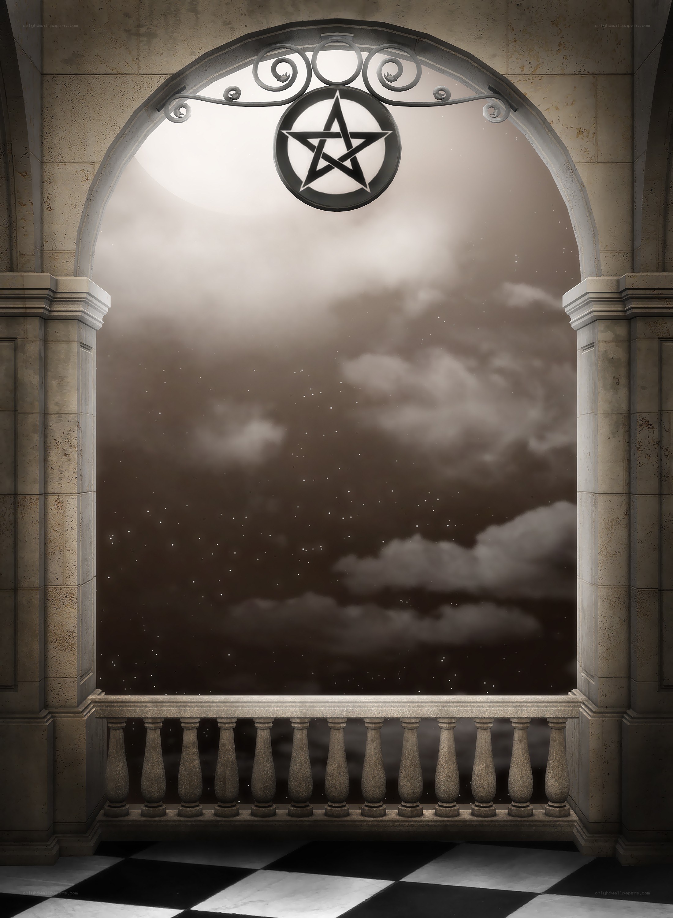 balcony with pentagram