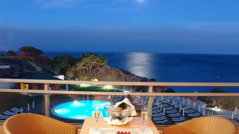 Balcony with Pool View — Blue, Serene