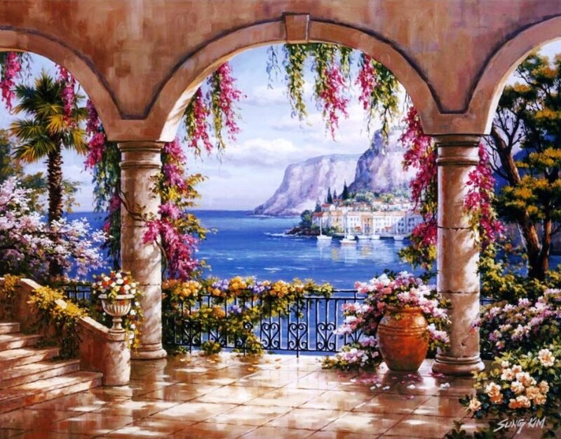 Balcony with Sea View — Blue, Serene, Afternoon