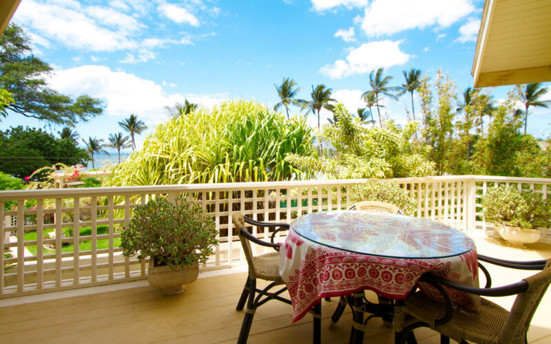 Balcony with Table and Chairs — Blue, Serene, Afternoon