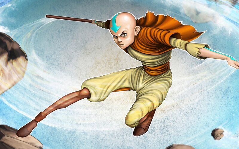 Bald Boy in Orange Robe — Blue