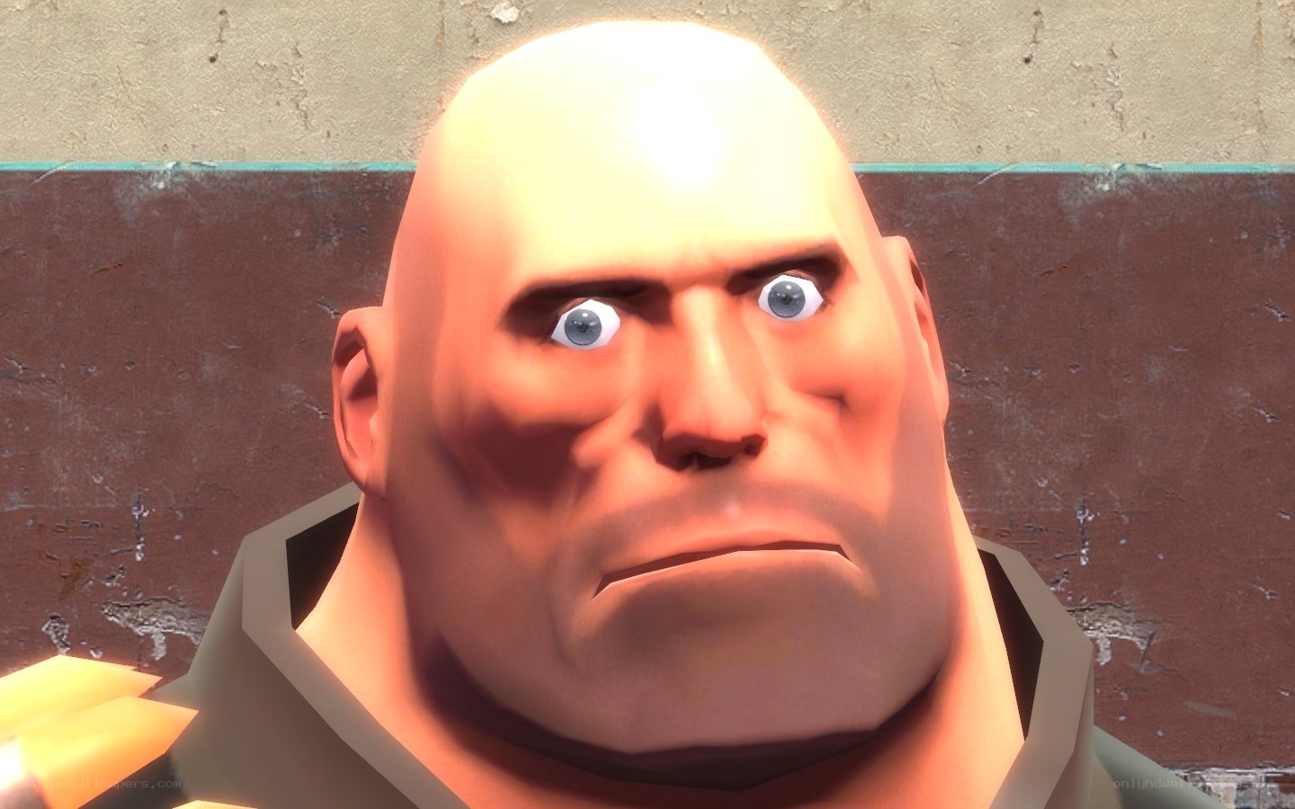 Bald character with wide eyes
