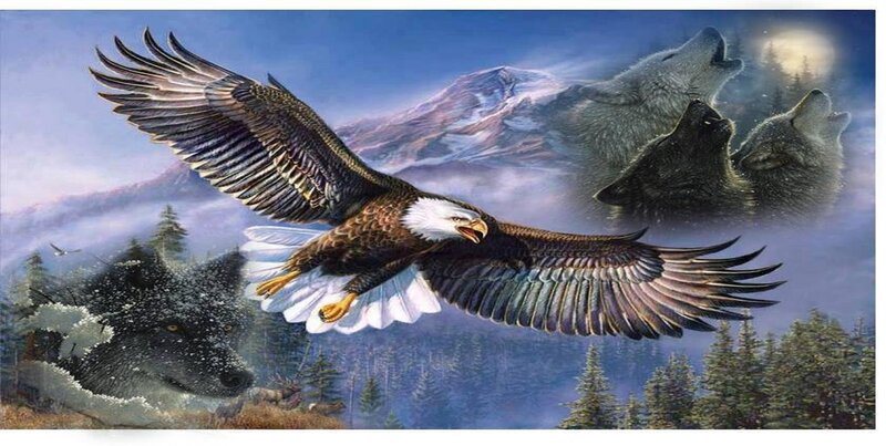 Bald Eagle and Wolves