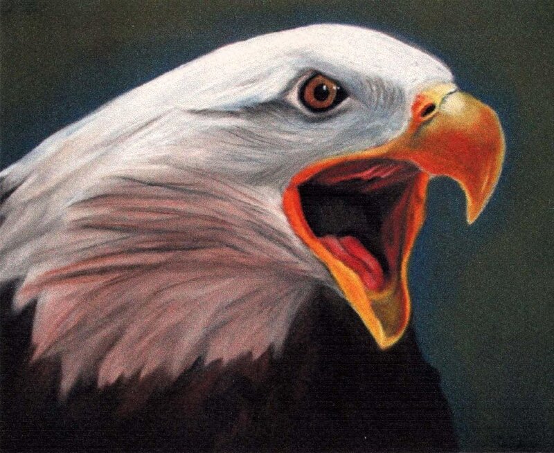Bald Eagle Head — White, Dramatic, Painting
