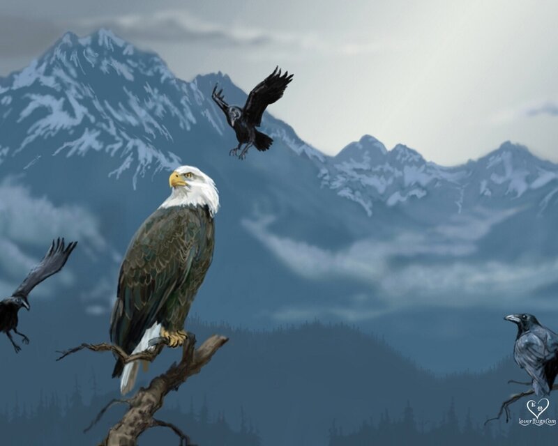 Bald Eagle on Branch — Blue