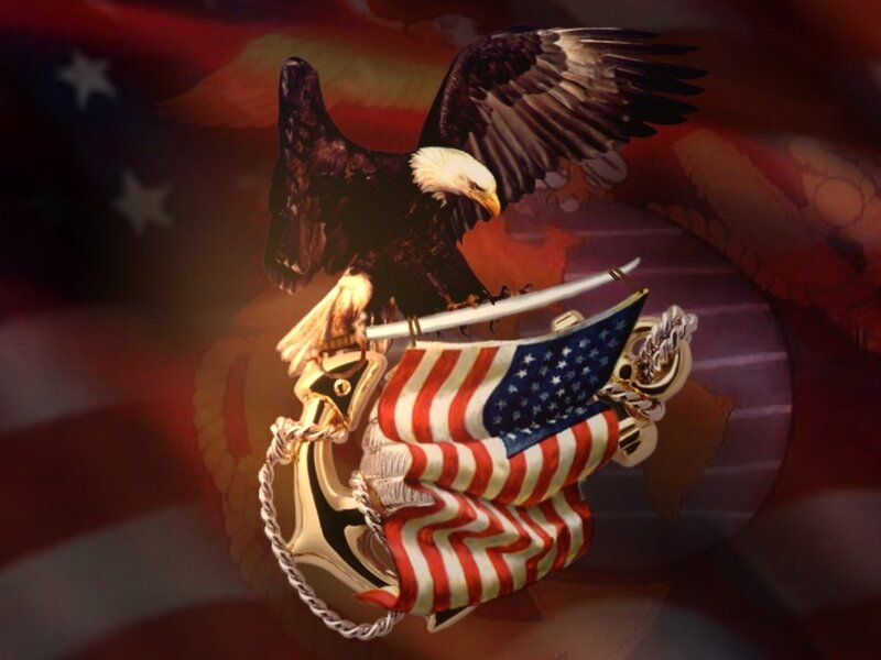 Bald Eagle with Flag — Red, Patriotic, Digital Art