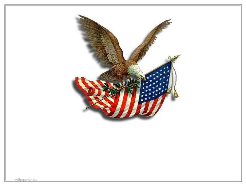 Bald Eagle with Flag — Red