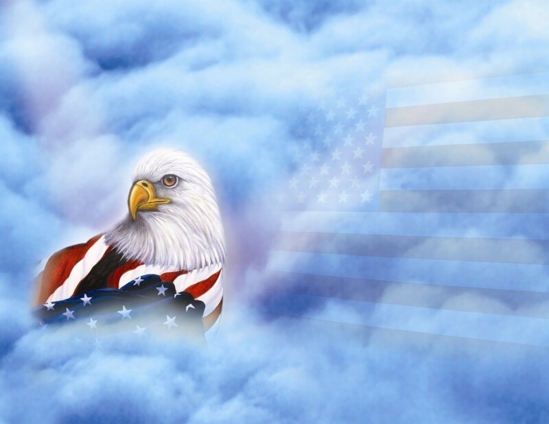 Bald Eagle with Flag