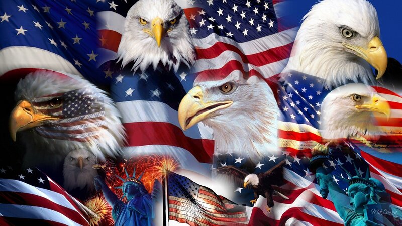 Bald Eagles and Flags
