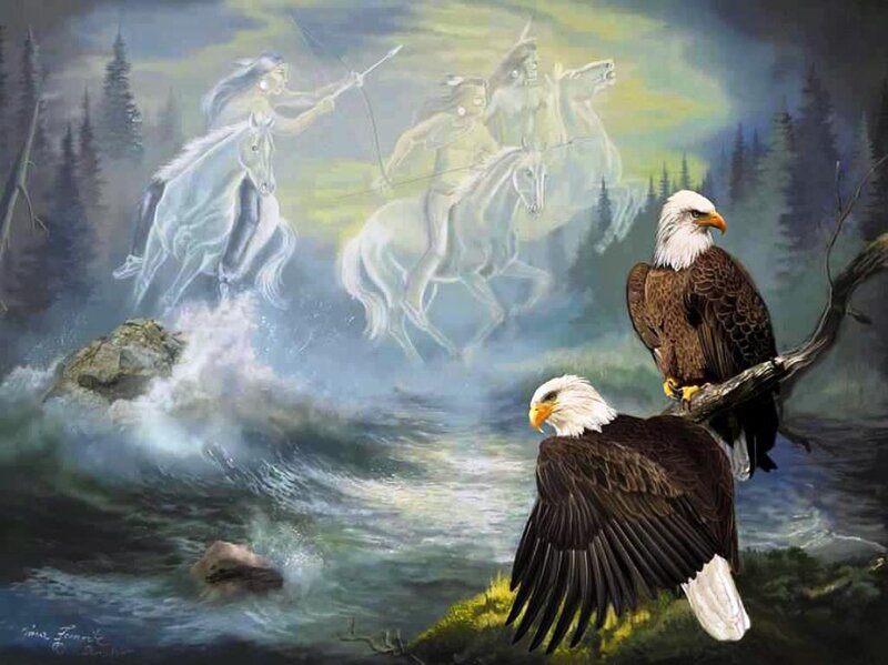 Bald Eagles on Branch — Brown