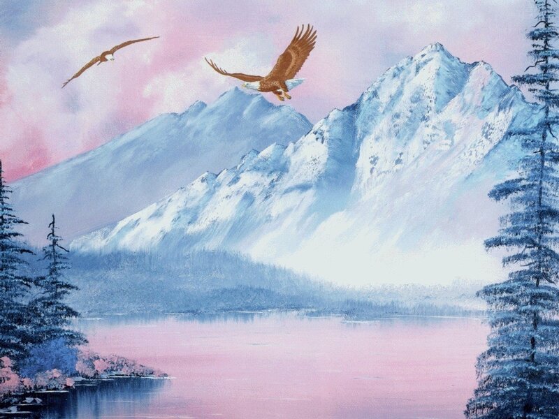 Bald Eagles over Lake