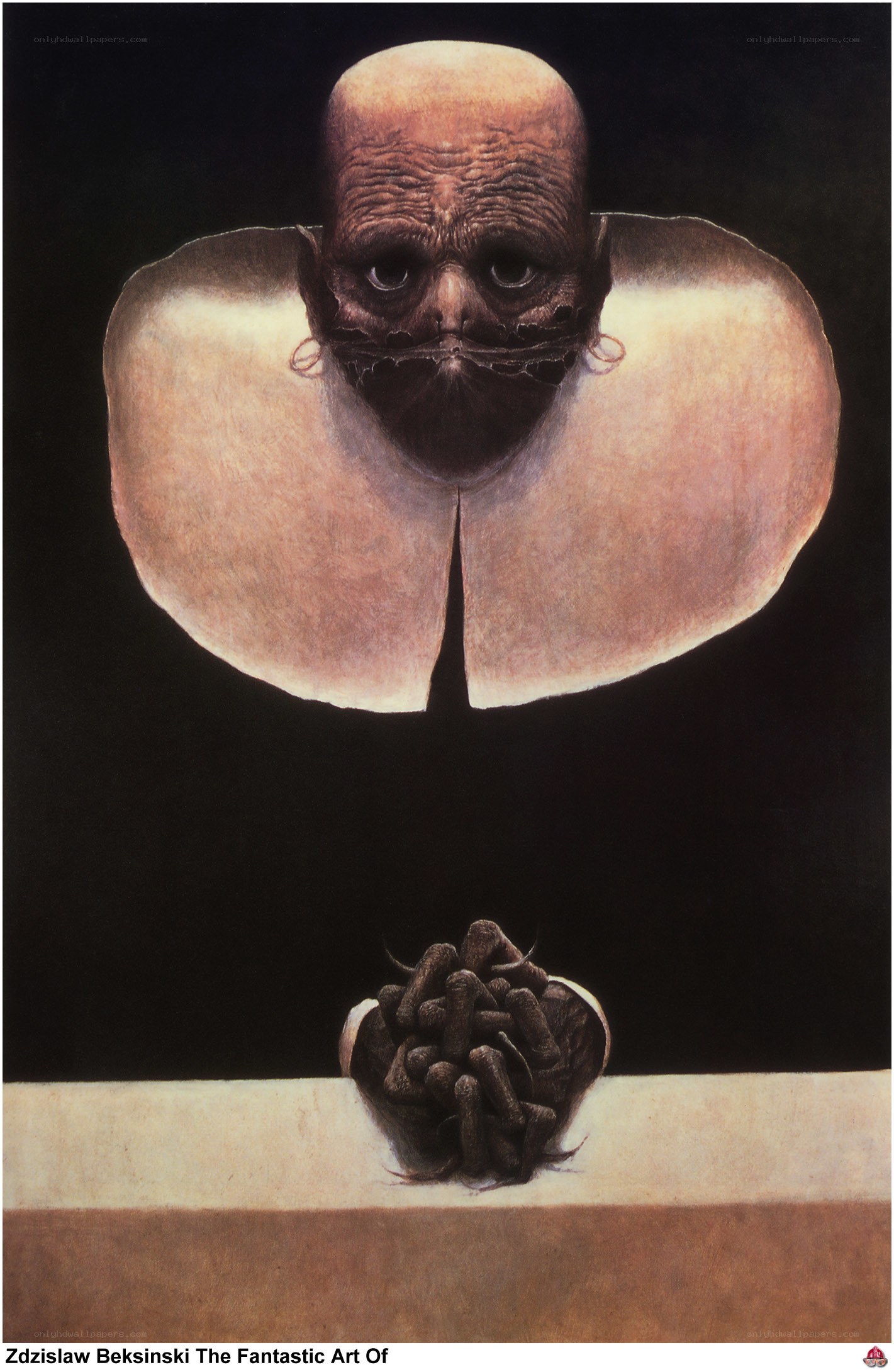 Bald figure with grotesque face