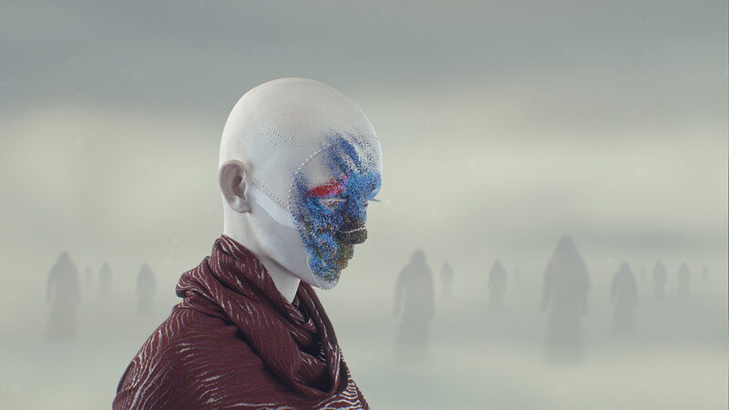 Bald Figure with Painted Face