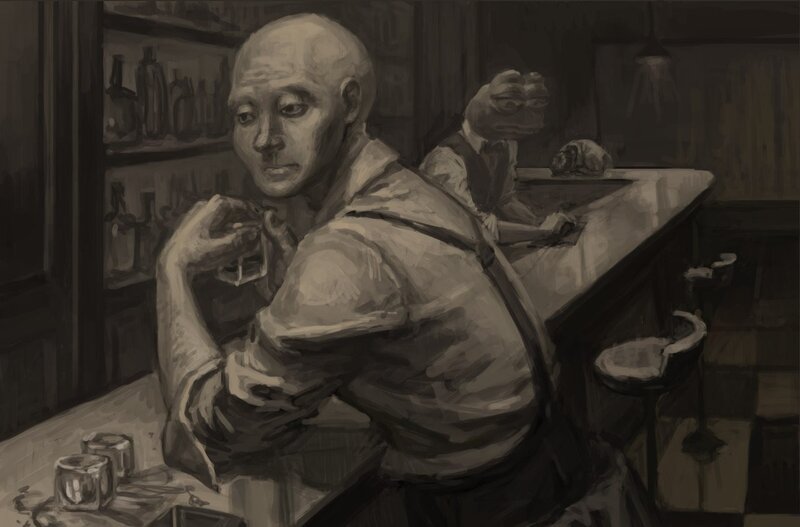 Bald Man at Bar