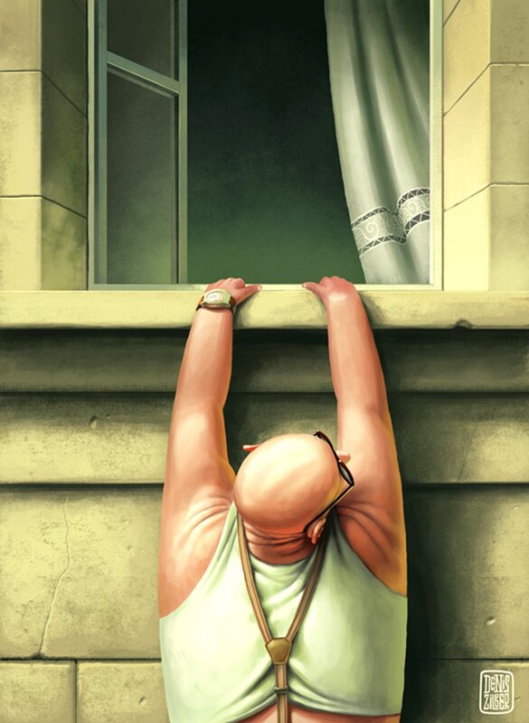 Bald Man at Window