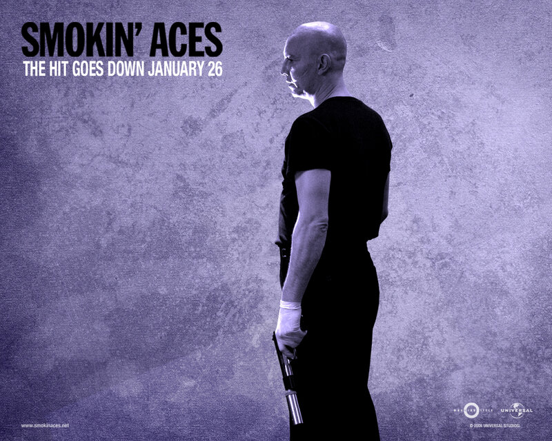 Bald Man Holding Gun — Purple