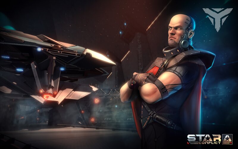 Bald Man in Armor — Black, Dramatic