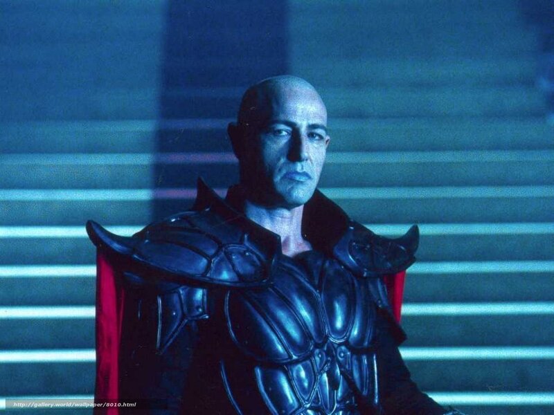 bald man in black armor