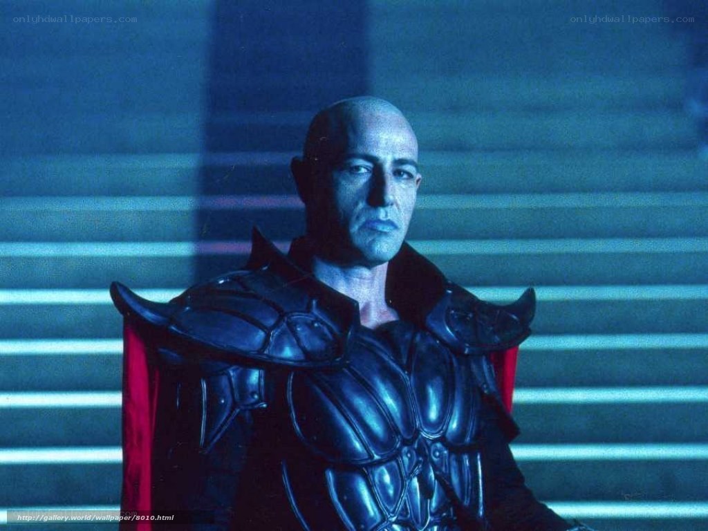 bald man in black armor
