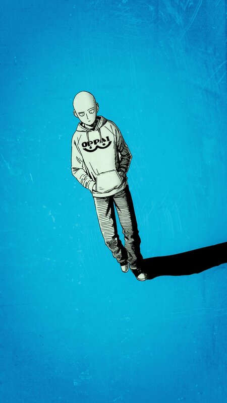 Bald Man in Hoodie — Blue, Calm