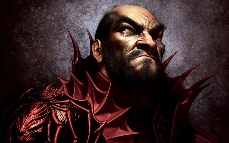 Bald Man in Red Armor — Dramatic