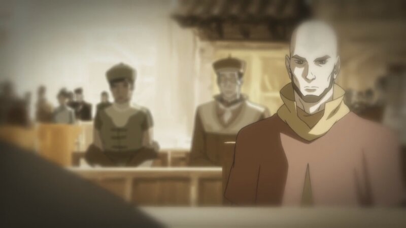 Bald Man in Robe — Brown, Serious