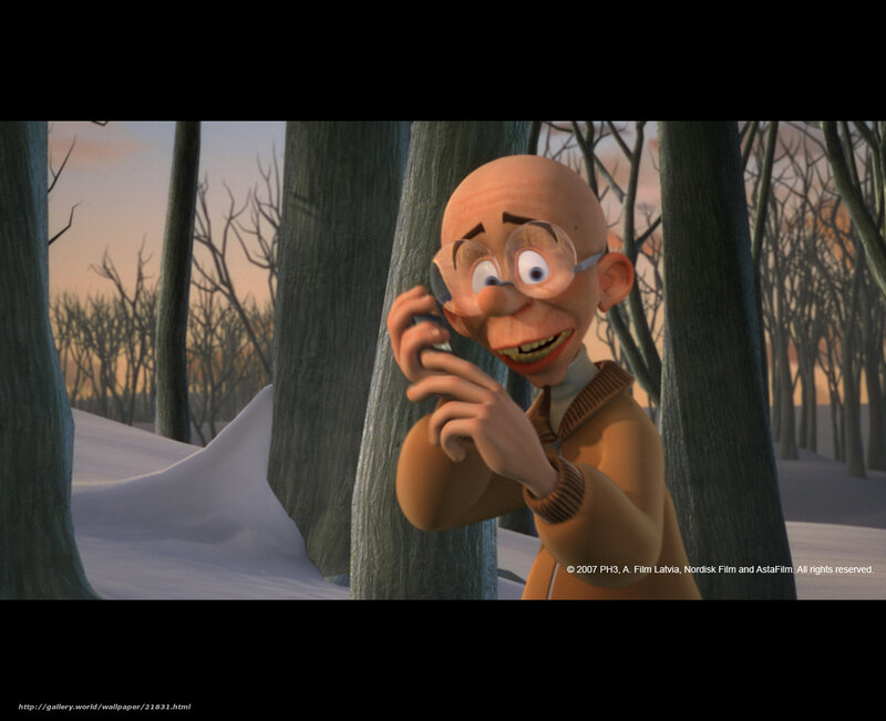 Bald man in snowy forest