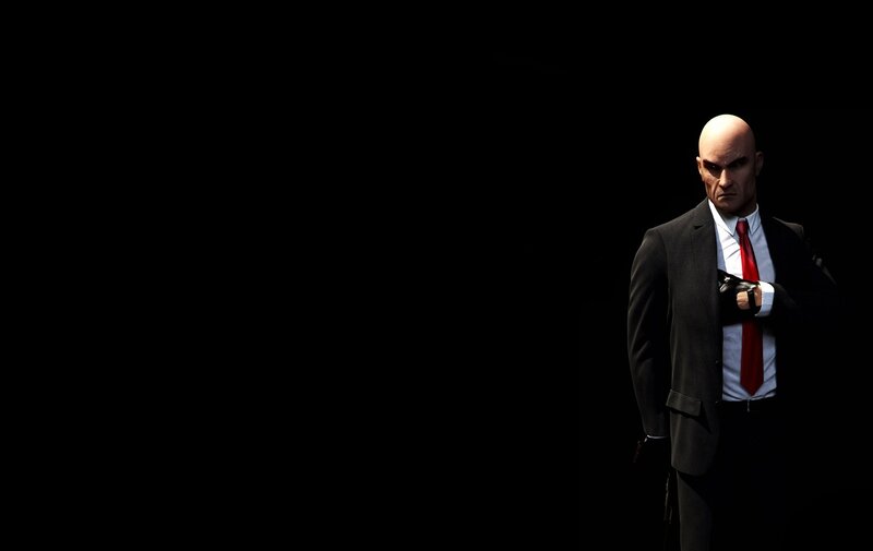 Bald Man in Suit — Black, Dark, 3d Render, Red Tie, Gun, White