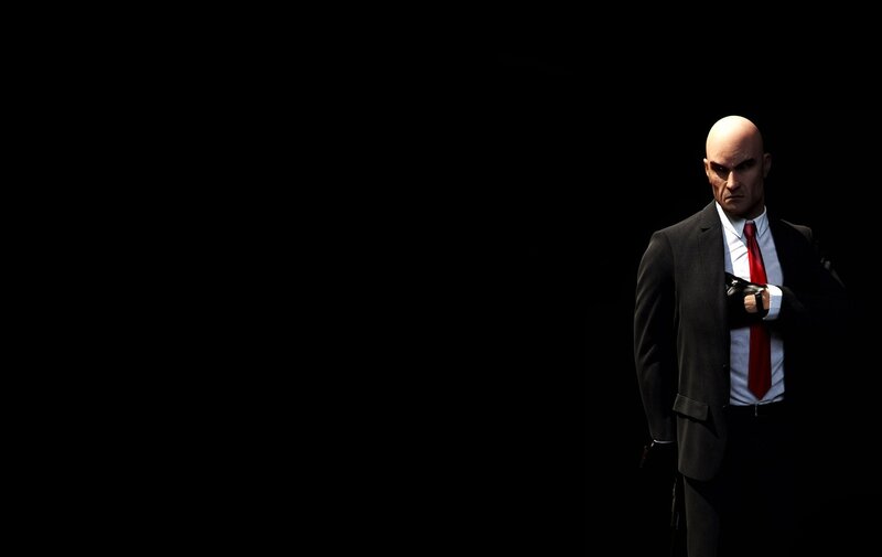 Bald Man in Suit — Black, Dark, 3d Render, Red Tie