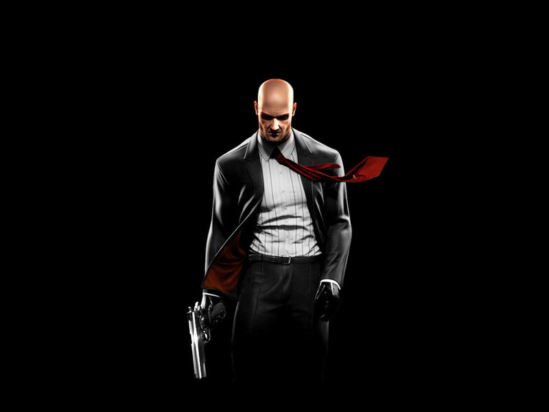 Bald Man in Suit — Black, Dark