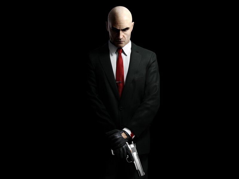 Bald Man in Suit — Black, Dramatic, 3d Render, Red Tie