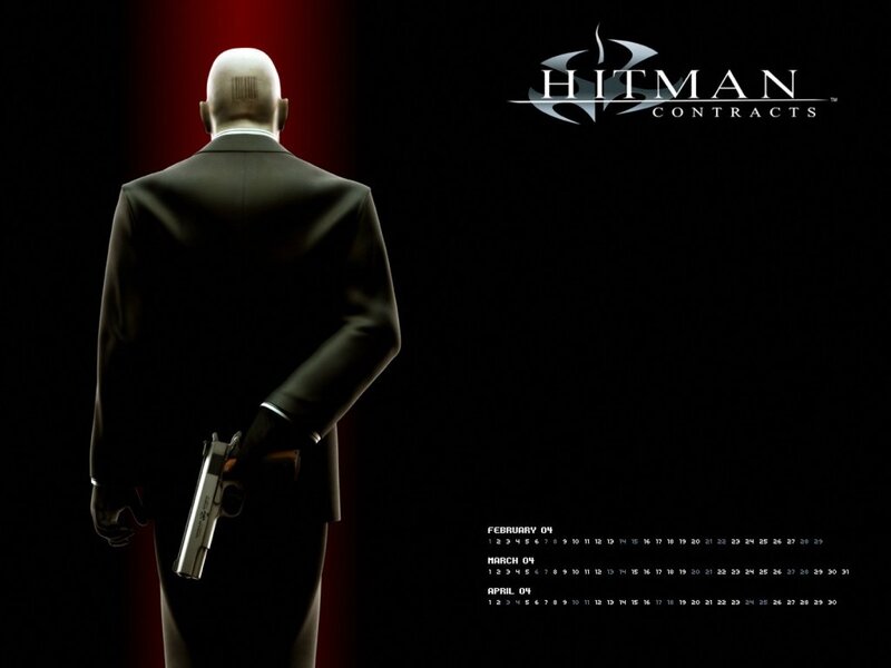 Bald Man in Suit — Black, Dramatic, Digital Art, Gun, Calendar