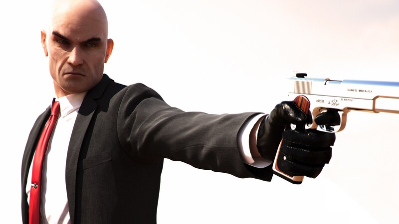 Bald Man in Suit — Black, Serious, 3d Render, Gun, Gloves