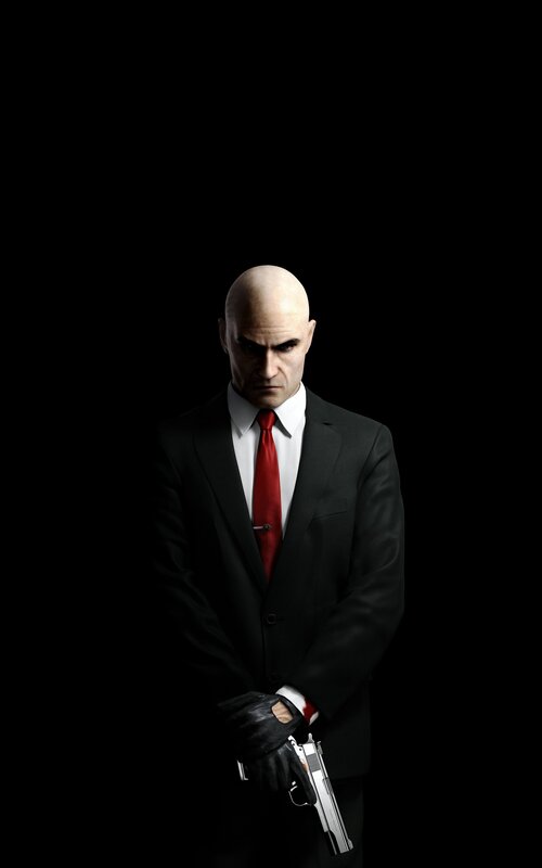 Bald Man in Suit — Black, Serious, 3d Render, Tie, Gun