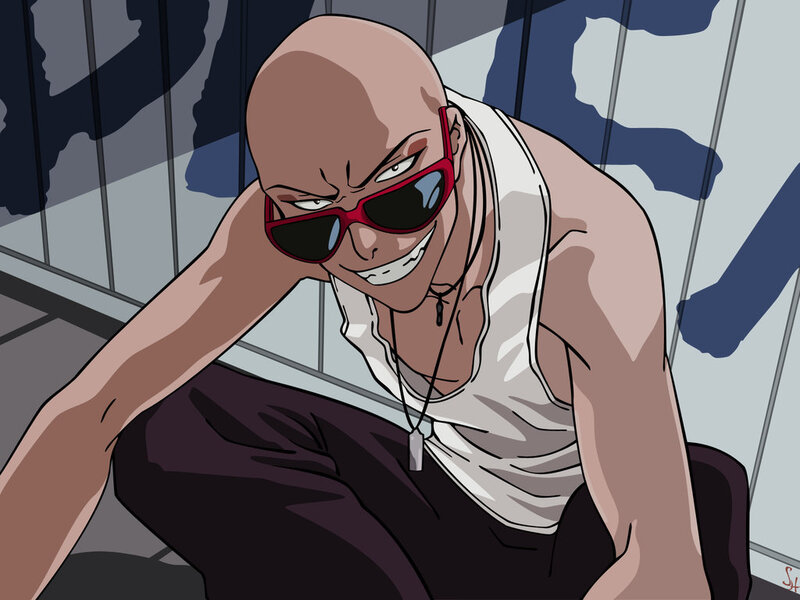 bald man in sunglasses