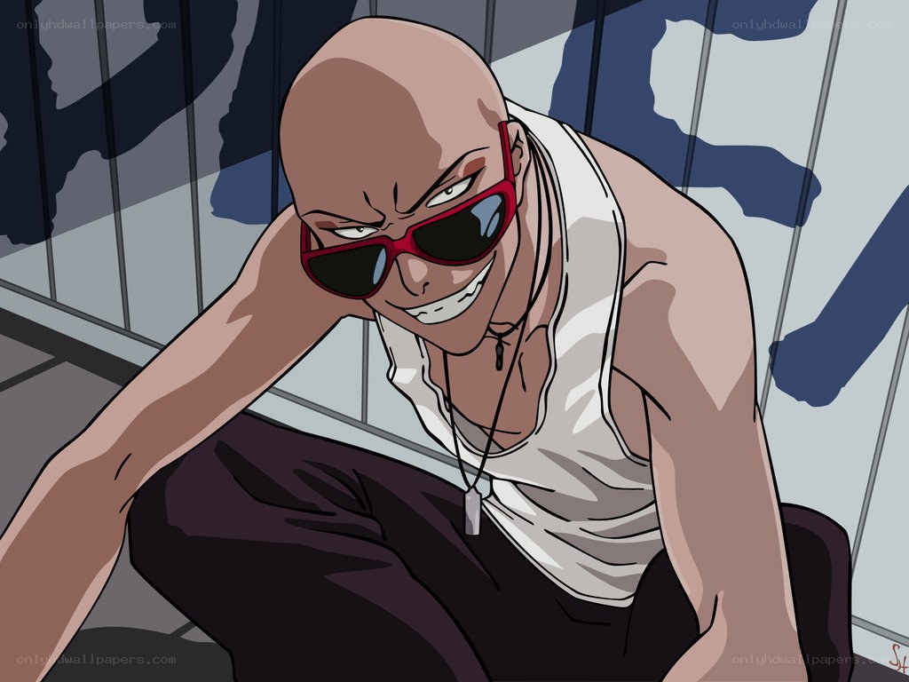bald man in sunglasses
