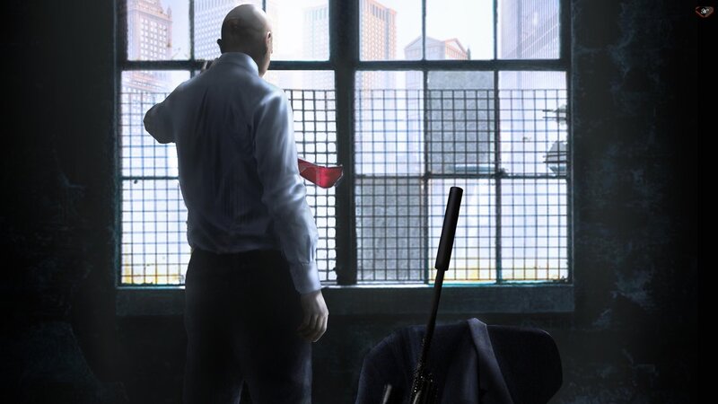 Bald Man in White Shirt — Black