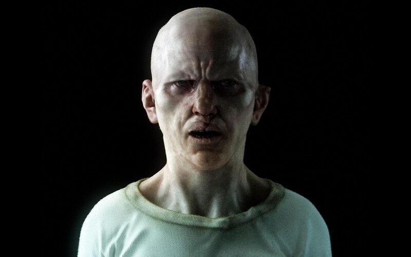 Bald Man in White Shirt — Dramatic