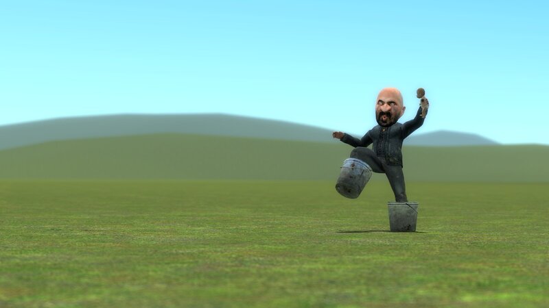 Bald Man on Buckets