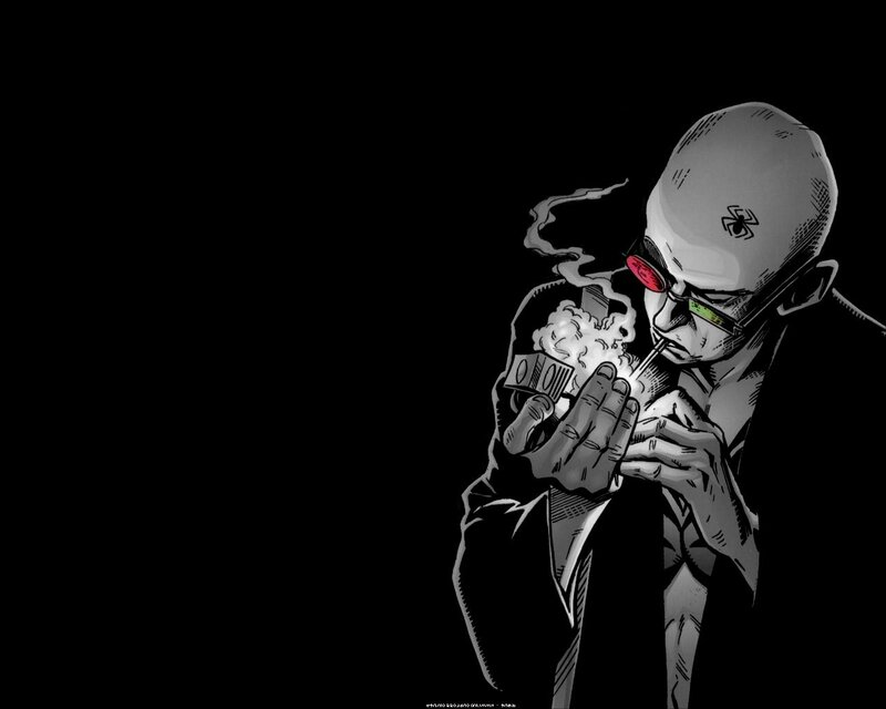 Bald Man Smoking — Black, Dark