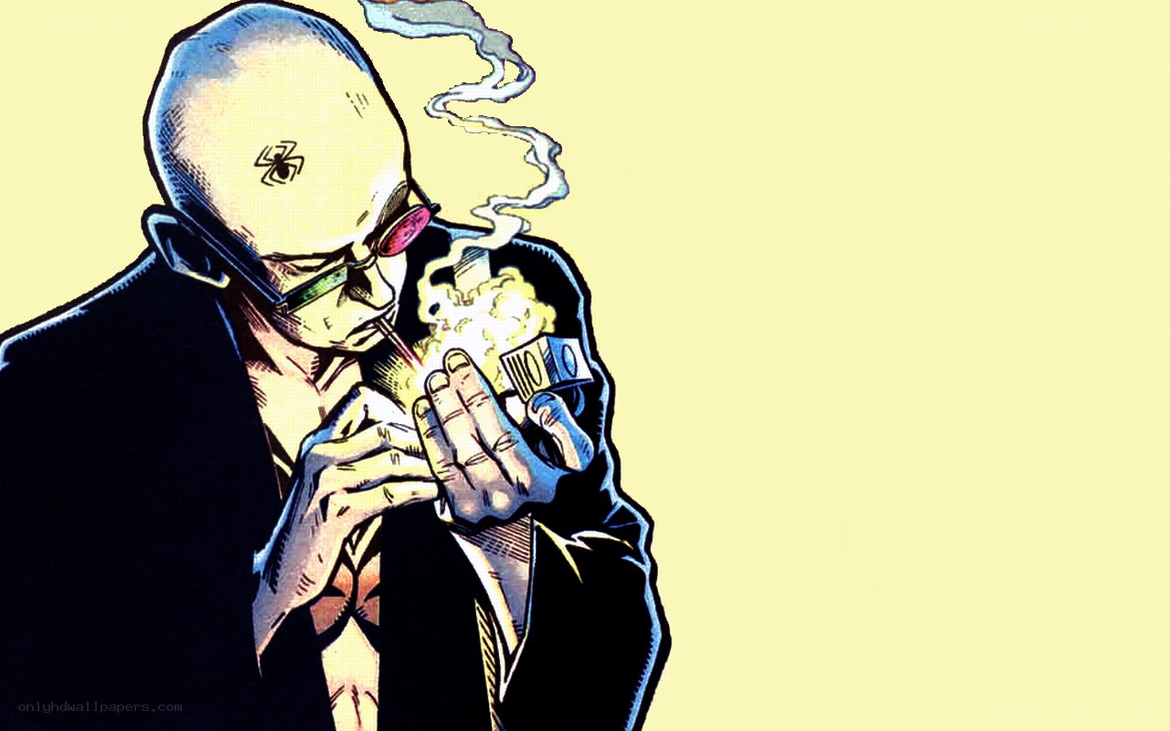 bald man smoking comic art