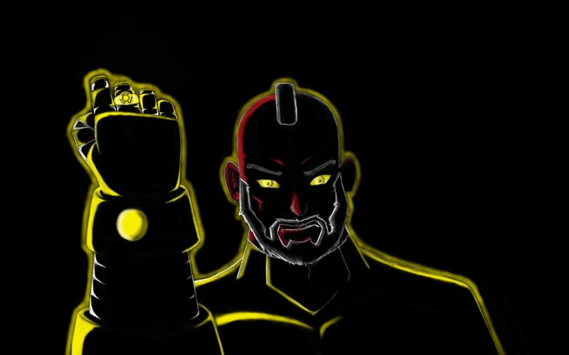 Bald Man with Glowing Eyes — Black