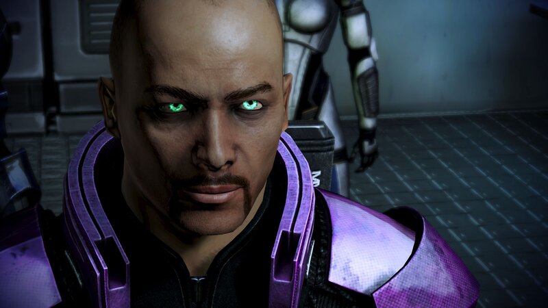Bald Man with Glowing Eyes — Purple