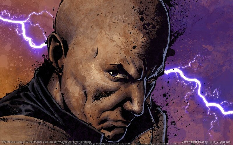 Bald Man with Lightning — Purple, Dramatic
