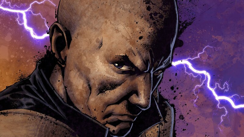 Bald Man with Lightning — Purple