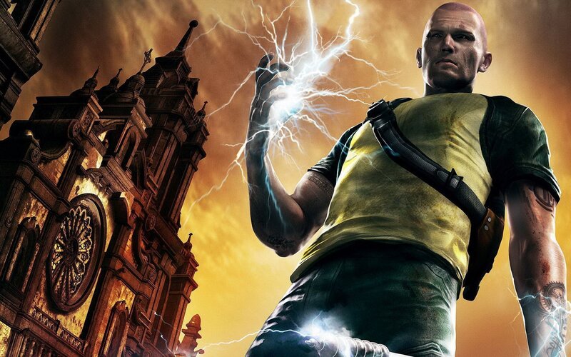 Bald Man with Lightning — Yellow, Dramatic
