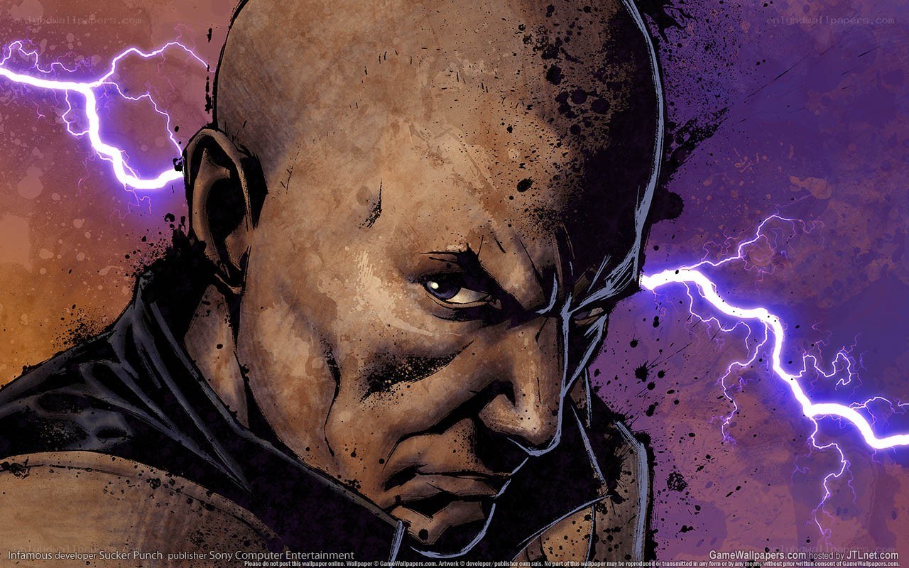 Bald man with lightning