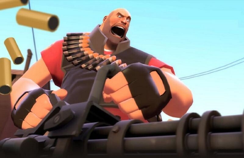 Bald Man with Machine Gun