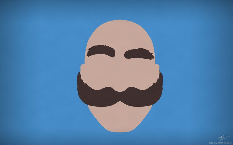 Bald Man with Mustache — Blue, Neutral